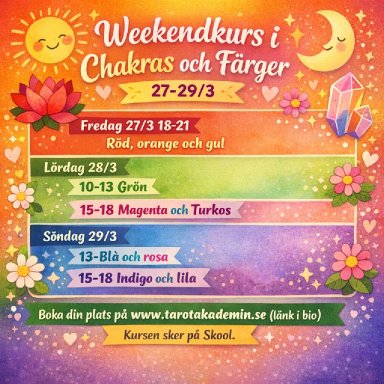 Weekendkurs i chakras och f&auml;rger 27-29/3